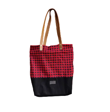Black & Red Check College Street Leather Strap Bag