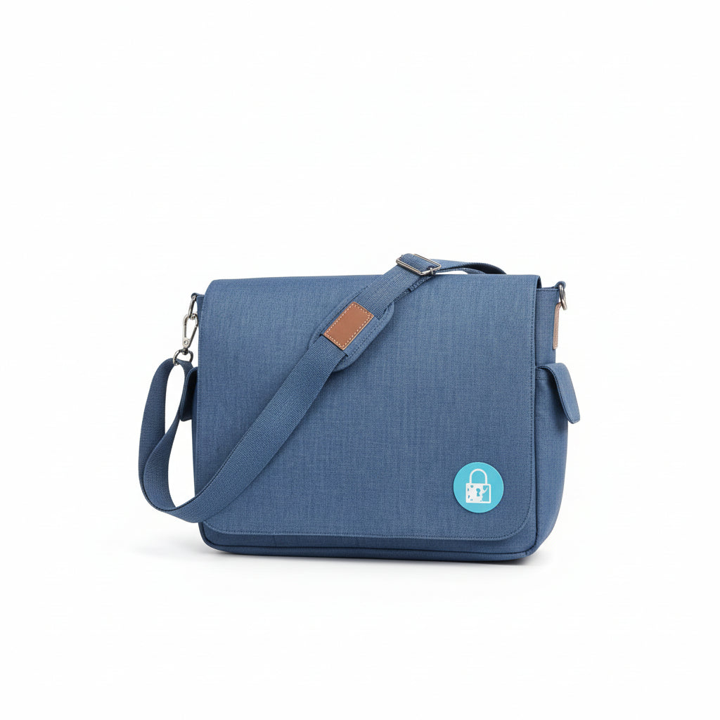 Classic Navy Blue Denim Laptop Messenger Bag