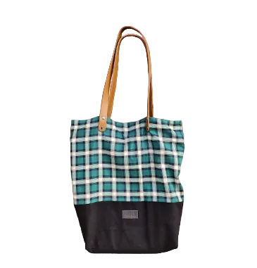 Black & Green Check College Street Leather Strap Bag